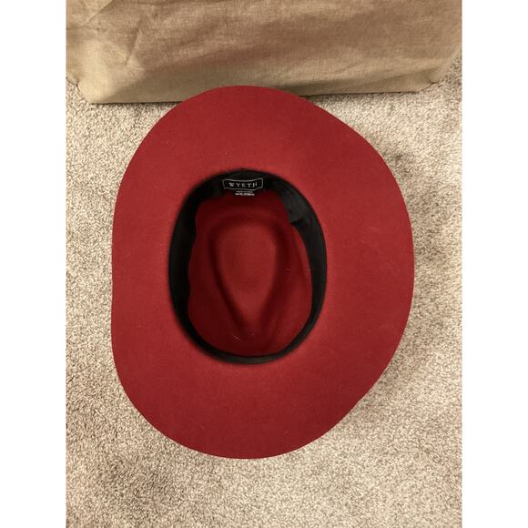 Wyeth Burgundy Wool Rancher Hat Wide Brim Boho Western Festival Fedora, O/S main image 12
